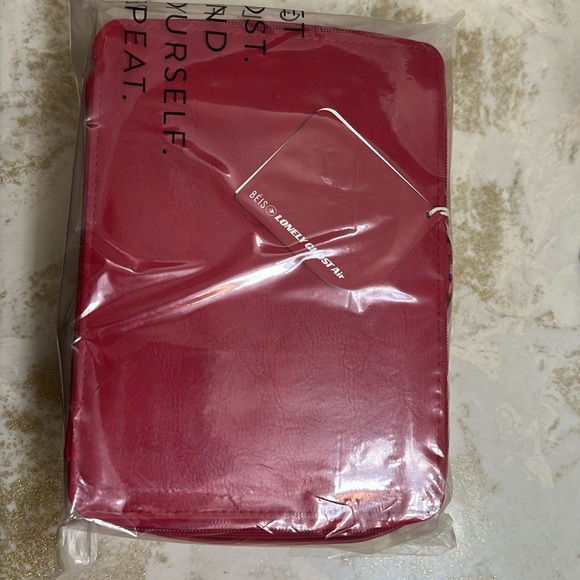 NWT Beis x The Lonely Ghost Faux Leather Vegan Cosmetic Case in Red - Picture 7 of 9